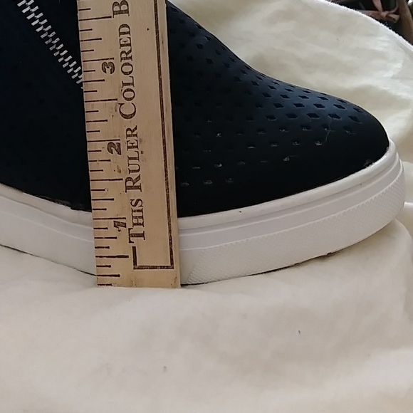 Black Perforated Hidden Wedge Hi Top Sneaker EU 40 - Picture 6 of 7